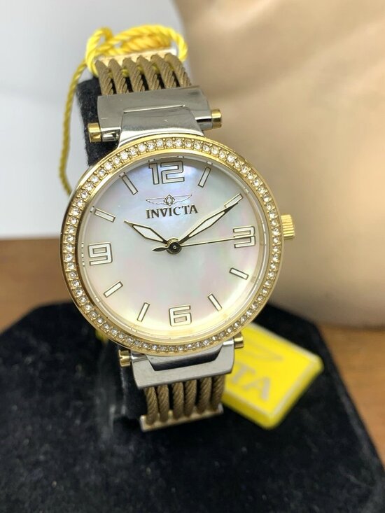 Invicta Women\'s Watch Bolt 29141 Quartz Mother of Pearl Dial Two Tone Steel 30mm